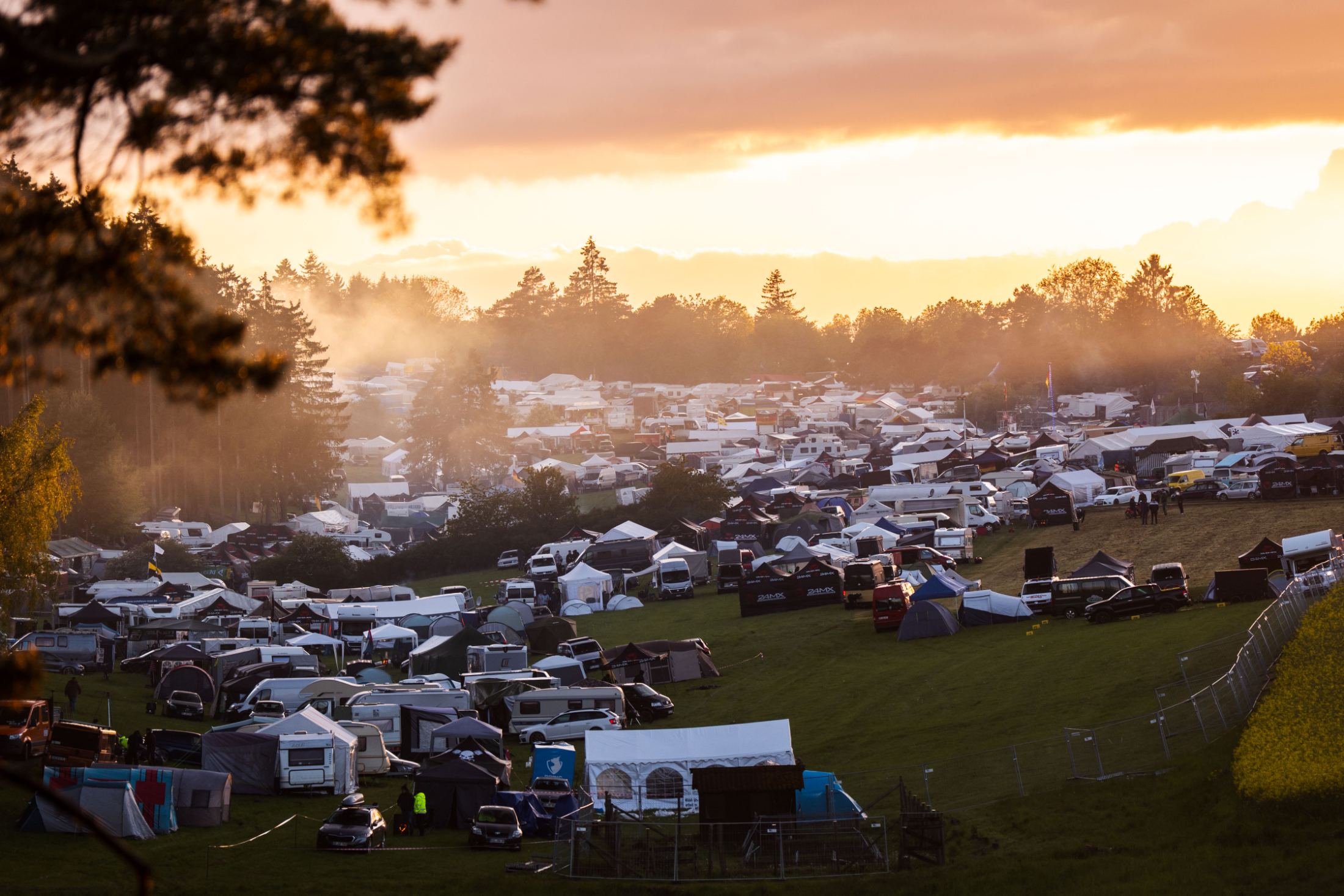 Dusk over the 24h Nürburgring campsite and circuit